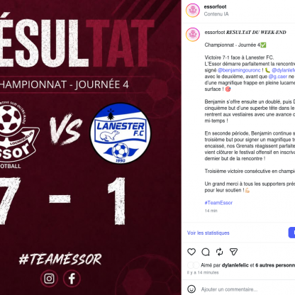 Match contre le F.C Lanester du 18-10-2026